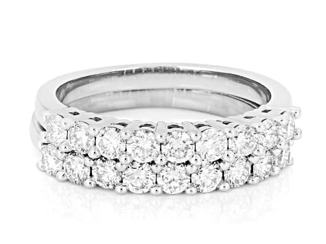 White Lab-Grown Diamond H SI Rhodium Over Sterling Silver Set of 2 Band Rings 1.25ctw
