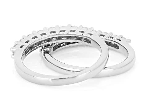 White Lab-Grown Diamond H SI Rhodium Over Sterling Silver Set of 2 Band Rings 1.25ctw