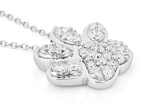White Lab-Grown Diamond G-H VS Rhodium Over Silver Paw Print Pendant With Cable Chain 1.00ctw