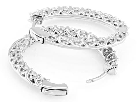 White Lab-Grown Diamond H SI Rhodium Over Sterling Silver Inside-Out Hoop Earrings 5.00ctw