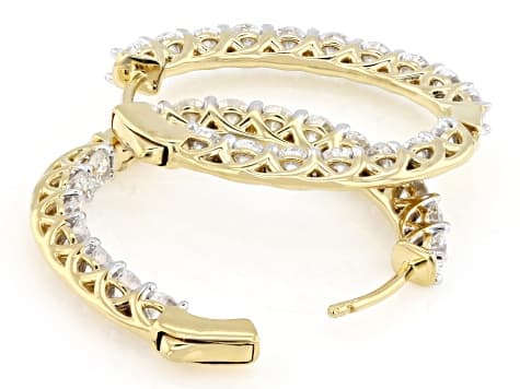 White Lab-Grown Diamond H SI 14K Yellow Gold Over Sterling Silver Inside-Out Hoop Earrings 5.00ctw