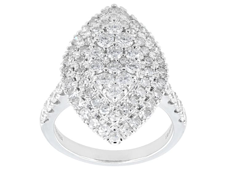 Round White Lab-Grown Diamond H SI Rhodium Over Sterling Silver Cluster Ring 2.00ctw