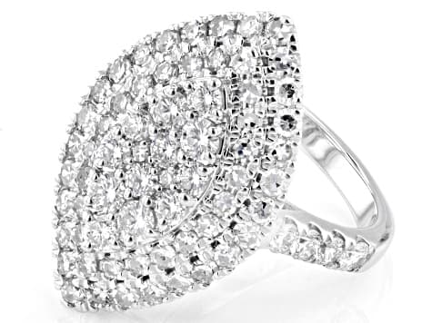 Round White Lab-Grown Diamond H SI Rhodium Over Sterling Silver Cluster Ring 2.00ctw