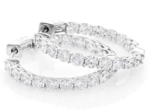 Round White Lab-Grown Diamond E-F VS Rhodium Over Sterling Silver Hoop Earrings 5.00ctw