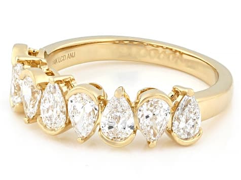 Pear Shape White Lab-Grown Diamond F VS2 14K Yellow Gold Band Ring 1.60ctw
