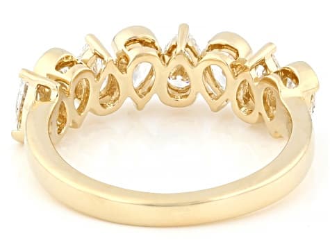 Pear Shape White Lab-Grown Diamond F VS2 14K Yellow Gold Band Ring 1.60ctw