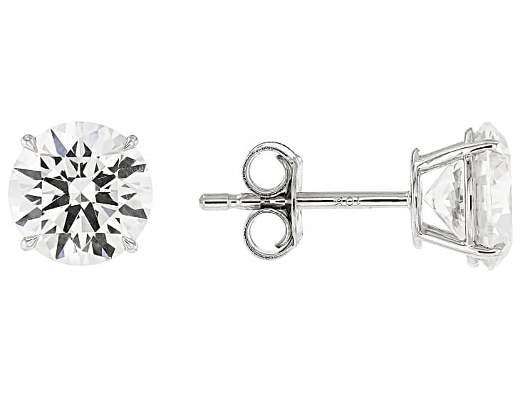 White Lab-Grown Diamond G VS 10K White Gold Solitaire Stud Earrings 3.00ctw