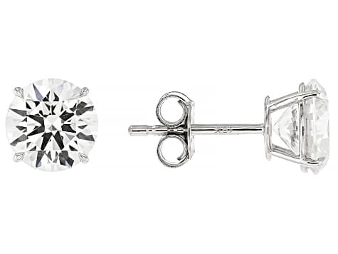 White Lab-Grown Diamond G VS 10K White Gold Solitaire Stud Earrings 3.00ctw