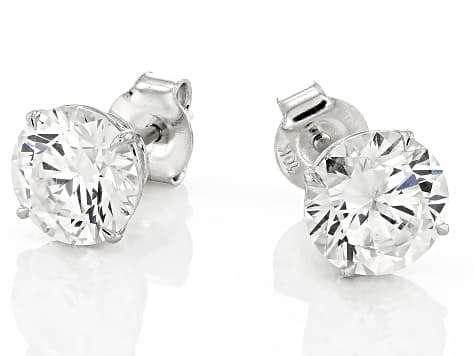 White Lab-Grown Diamond G VS 10K White Gold Solitaire Stud Earrings 3.00ctw