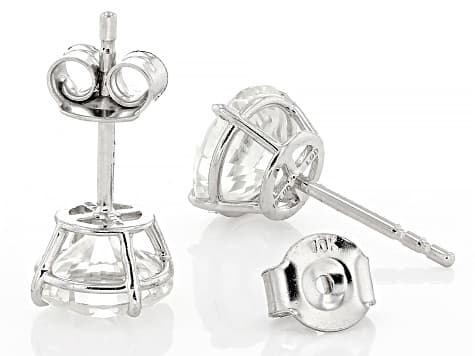 White Lab-Grown Diamond G VS 10K White Gold Solitaire Stud Earrings 3.00ctw