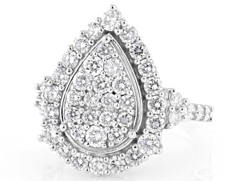 White Lab-Grown Diamond H VS-SI Rhodium Over Sterling Silver Cluster Ring 2.00ctw