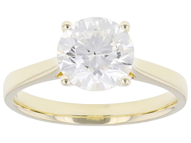 Certified Round White Lab-Grown Diamond H SI2 10K Yellow Gold Solitaire Ring 2.00ct