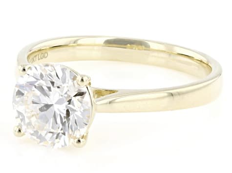 Certified Round White Lab-Grown Diamond H SI2 10K Yellow Gold Solitaire Ring 2.00ct