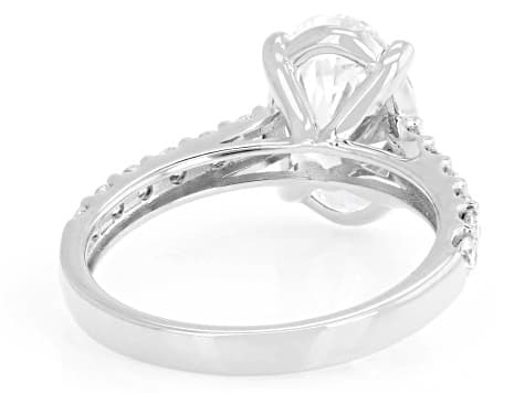 Certified Oval and Round White Lab-Grown Diamond H SI2 10K White Gold Ring 3.50ctw