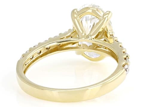 Certified Oval and Round White Lab-Grown Diamond H SI2 10K Yellow Gold Ring 3.50ctw