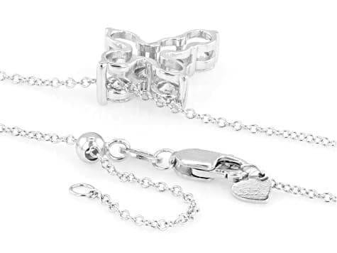Round White Lab-Grown Diamond H SI Rhodium Over Sterling Silver Cross Pendant With Chain 1.00ctw