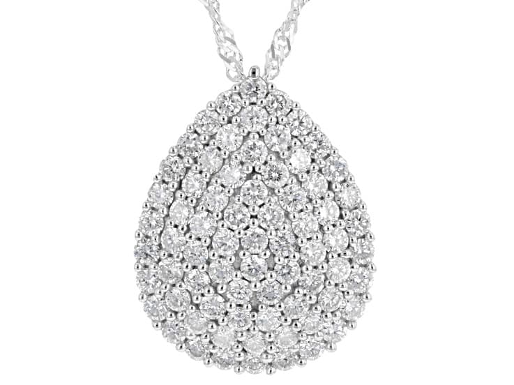 Round White Lab-Grown Diamond H SI Rhodium Over Sterling Silver Pendant With Chain 1.60ctw