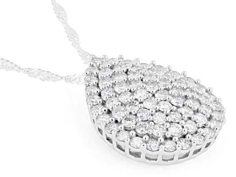 Round White Lab-Grown Diamond H SI Rhodium Over Sterling Silver Pendant With Chain 1.60ctw