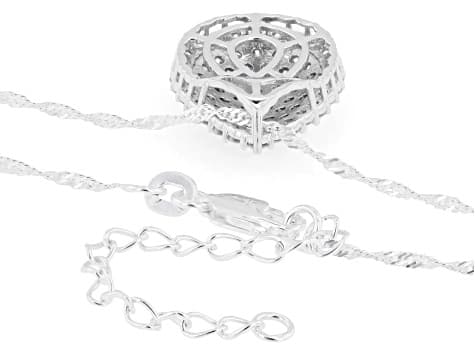 Round White Lab-Grown Diamond H SI Rhodium Over Sterling Silver Pendant With Chain 1.60ctw