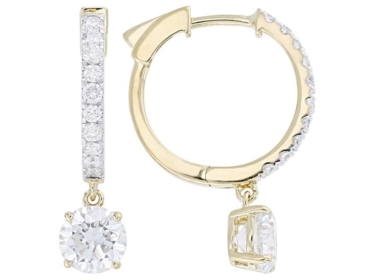 Certified Round White Lab-Grown Diamond G-H VS-SI 14K Yellow Gold Over Silver Earrings 2.50ctw