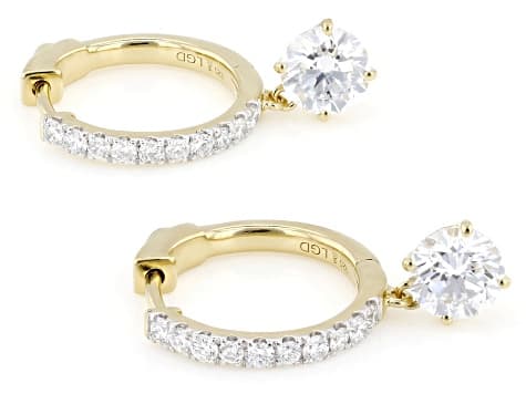 Certified Round White Lab-Grown Diamond G-H VS-SI 14K Yellow Gold Over Silver Earrings 2.50ctw