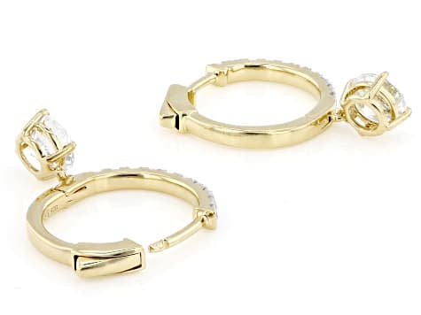 Certified Round White Lab-Grown Diamond G-H VS-SI 14K Yellow Gold Over Silver Earrings 2.50ctw