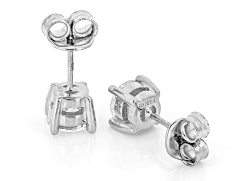 Round White Lab-Grown Diamond F-G VS2 Rhodium Over Sterling Silver Solitaire Stud Earrings 2.00ctw
