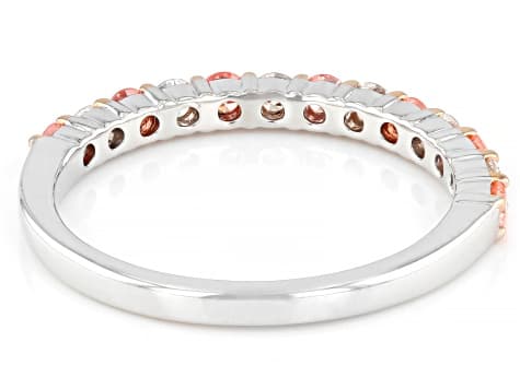 Round Pink and White Lab-grown Diamond H SI Rhodium Over Sterling Silver Ring 0.50ctw