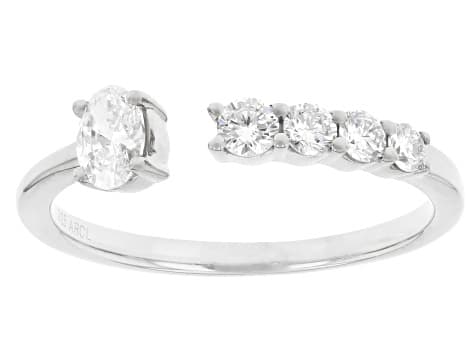 Oval and Round White Lab-Grown Diamond F-G VS Rhodium Over Sterling Silver Ring 0.50ctw