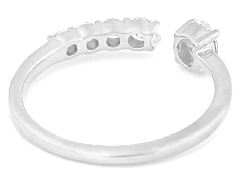 Oval and Round White Lab-Grown Diamond F-G VS Rhodium Over Sterling Silver Ring 0.50ctw