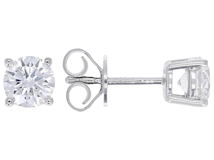 Round White Lab-Grown Diamond G-H VS Rhodium Over Sterling Silver Solitaire Stud Earrings 1.50ctw