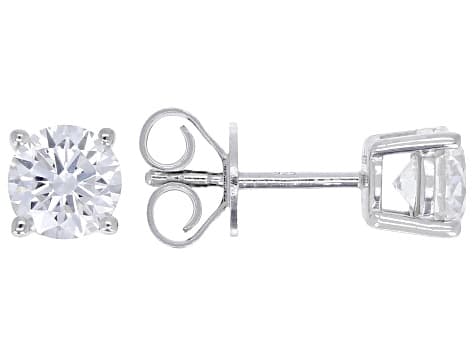 Round White Lab-Grown Diamond G-H VS Rhodium Over Sterling Silver Solitaire Stud Earrings 1.50ctw