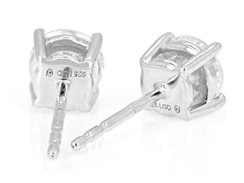 Round White Lab-Grown Diamond G-H VS Rhodium Over Sterling Silver Solitaire Stud Earrings 1.50ctw
