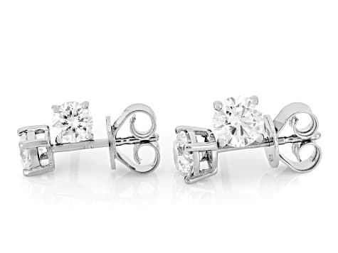 Round Lab-Grown Diamond G-H VS Rhodium Over Sterling Silver Solitaire Stud Earrings 2 Pairs 1.50ctw