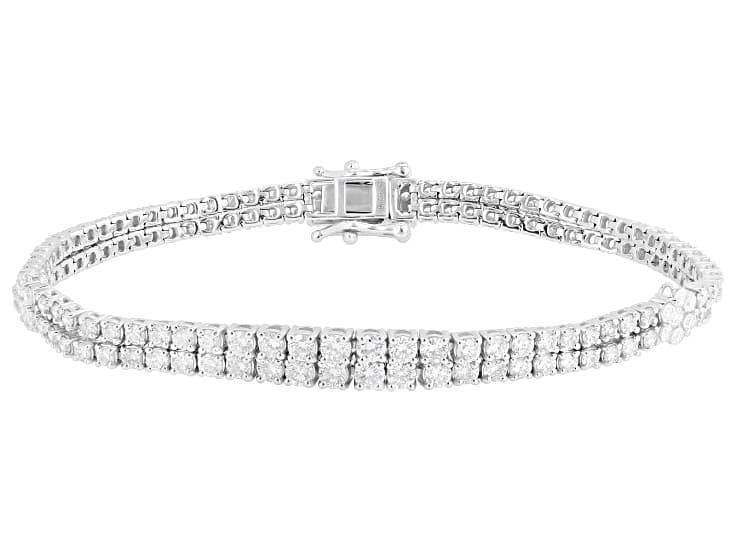 Round White Lab-Grown Diamond G-H VS Rhodium Over Sterling Silver Tennis Bracelet 5.50ctw