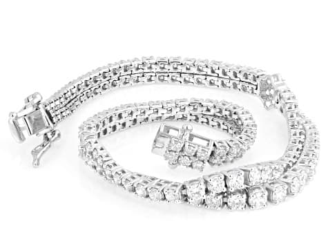 Round White Lab-Grown Diamond G-H VS Rhodium Over Sterling Silver Tennis Bracelet 5.50ctw