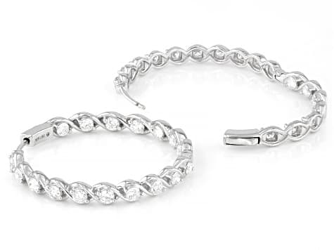 Round White Lab-Grown Diamond G-H VS Rhodium Over Sterling Silver Inside-Out Hoop Earrings 2.00ctw