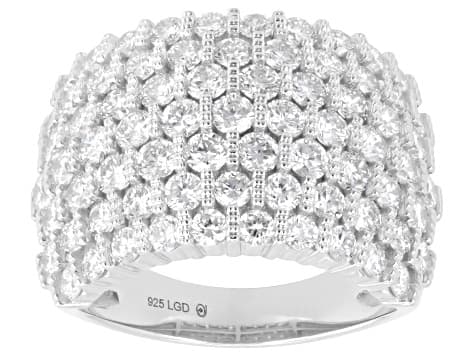 Round White Lab-Grown Diamond G-H VS Rhodium Over Sterling Silver Ring 3.00ctw