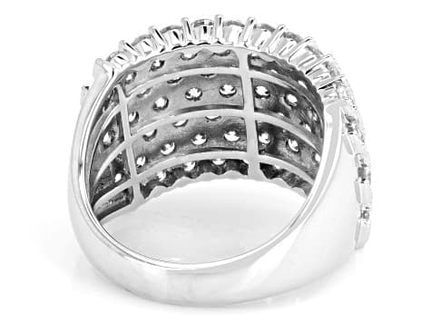 Round White Lab-Grown Diamond G-H VS Rhodium Over Sterling Silver Ring 3.00ctw