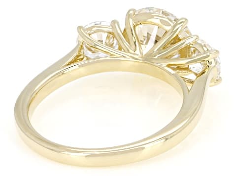 Certified White Lab-Grown Diamond E-F VS2 14K Yellow Gold 3-Stone Ring 4.00ctw