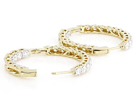 Round White Lab-Grown Diamond H SI 14K Yellow Gold Over Sterling Silver Hoop Earrings 3.00ctw