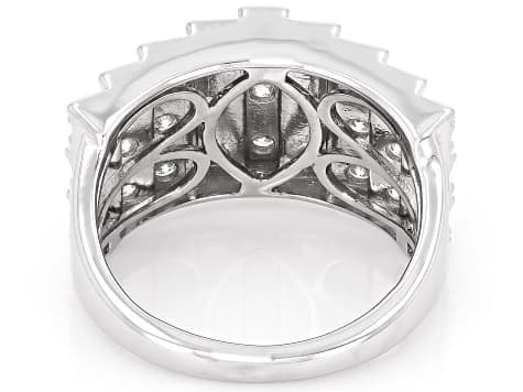 Round White Lab-Grown Diamond H SI Rhodium Over Sterling Silver Pyramid Ring 1.00ctw