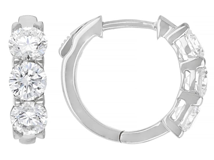 White Lab-Grown Diamond H SI2 Rhodium Over Sterling Silver Huggie Earrings 2.00ctw