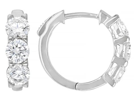 White Lab-Grown Diamond H SI2 Rhodium Over Sterling Silver Huggie Earrings 2.00ctw
