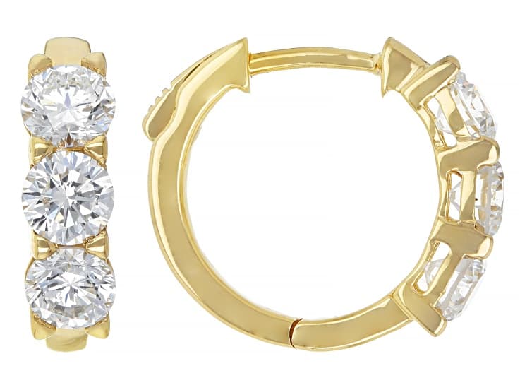 White Lab-Grown Diamond H SI2 14K Yellow Gold Over Sterling Silver Huggie Earrings 2.00ctw