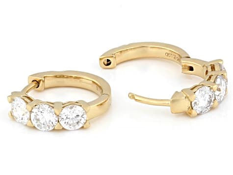 White Lab-Grown Diamond H SI2 14K Yellow Gold Over Sterling Silver Huggie Earrings 2.00ctw