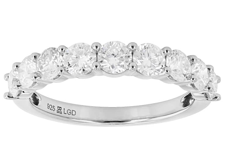 White Lab-Grown Diamond H SI2 Rhodium Over Sterling Silver Band Ring 1.50ctw
