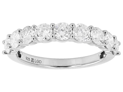 White Lab-Grown Diamond H SI2 Rhodium Over Sterling Silver Band Ring 1.50ctw