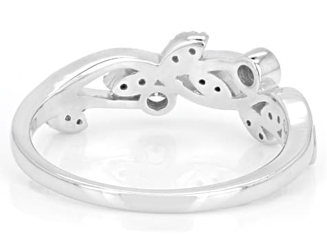 White Lab-Grown Diamond G-H VS Rhodium Over Sterling Silver Flower Ring 0.25ctw