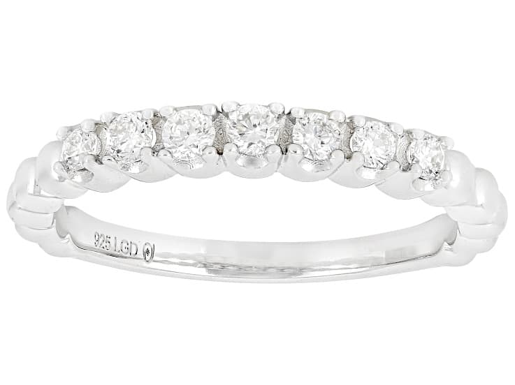 White Lab-Grown Diamond G-H VS Rhodium Over Sterling Silver Ring 0.30ctw